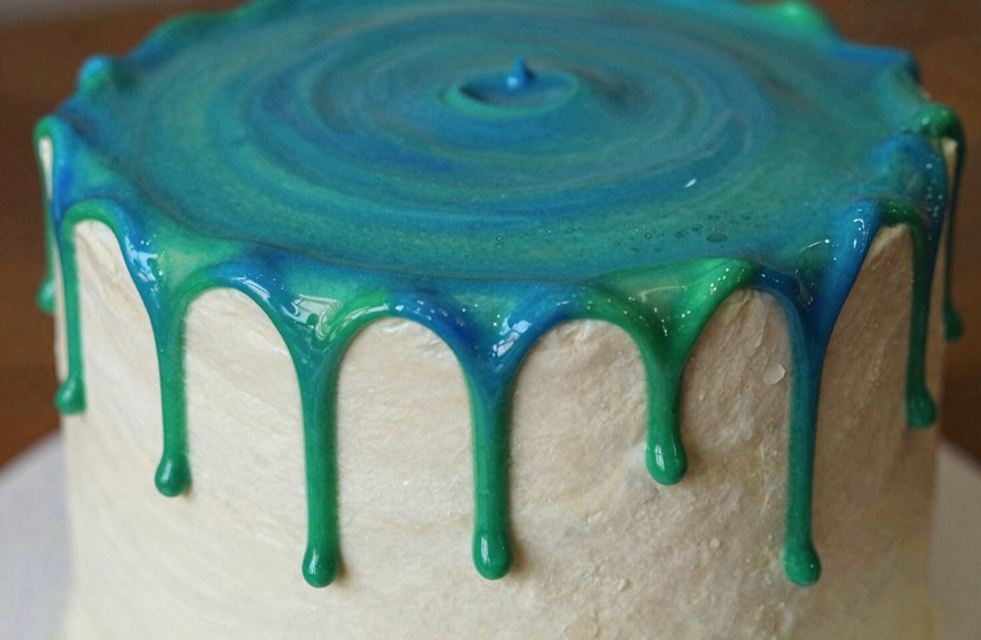 colorful white chocolate ganache drips