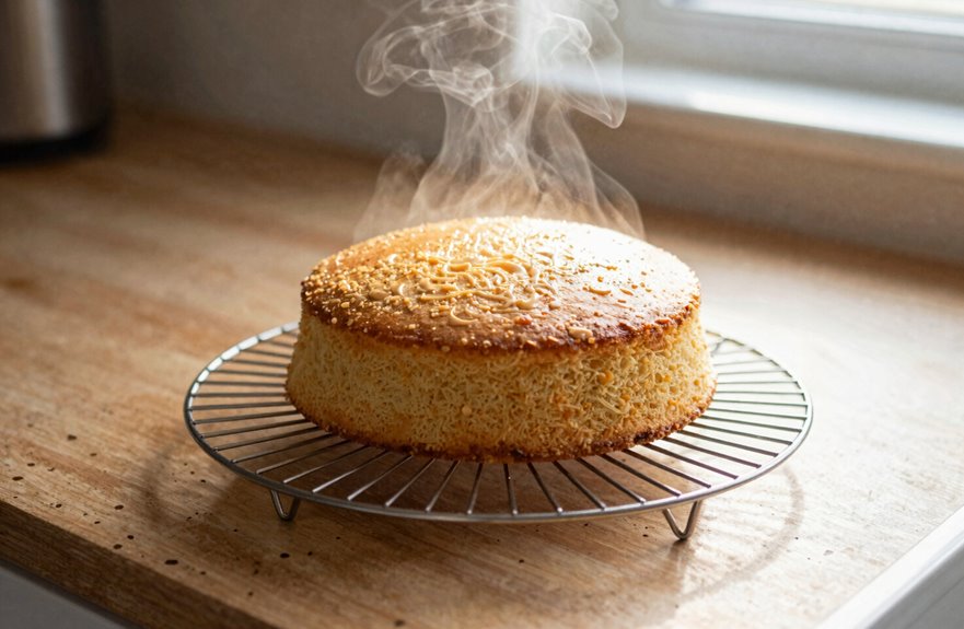 cooling a cake pan to rack transition