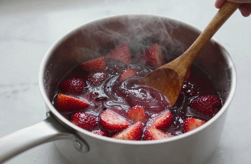 simmered strawberry filling thickened overnight